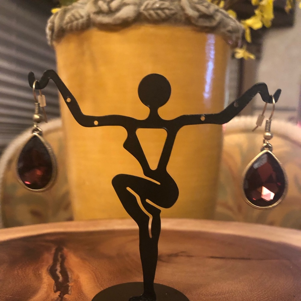 Amethyst Gold Tone 1-1/2” Long Earrings